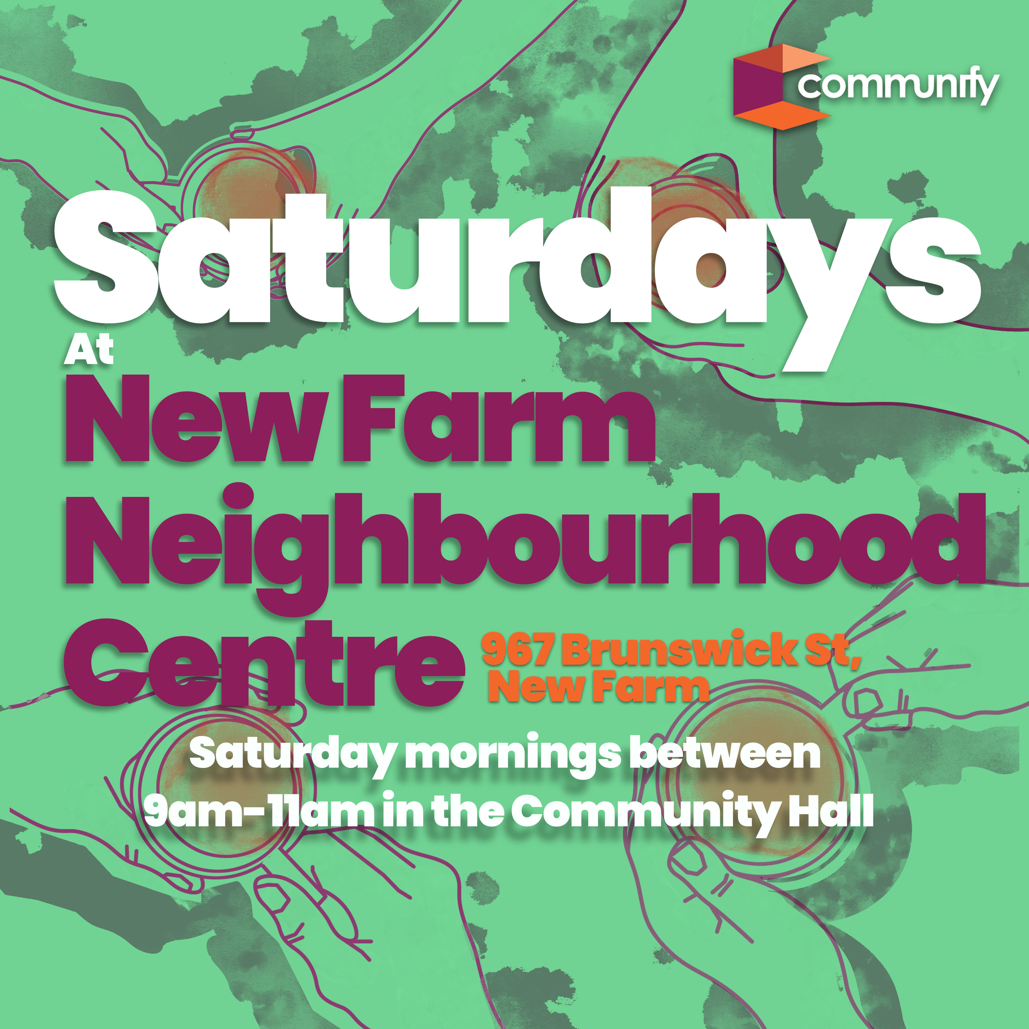 Saturday activities at New Farm Neighbourhood Centre